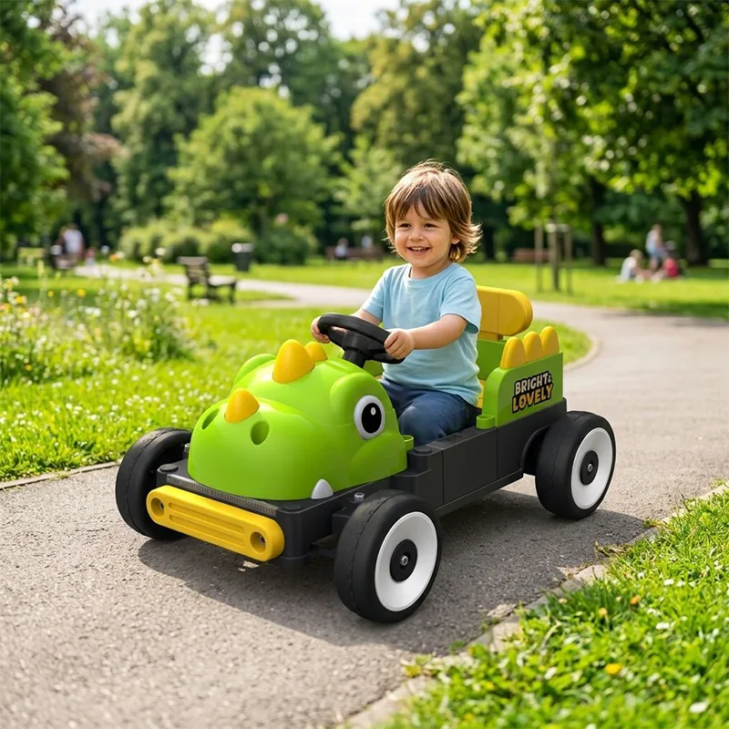 Motori doppi per auto elettrica per bambini a forma di dinosauro 12V
